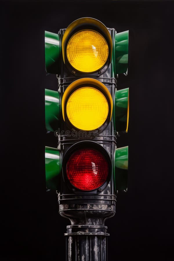 A Traffic Light with Black Background Stock Illustration Illustration