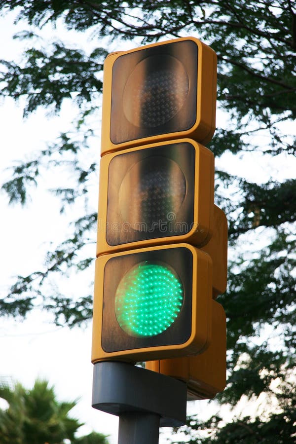 Traffic light on green stock image. Image of management 56459923