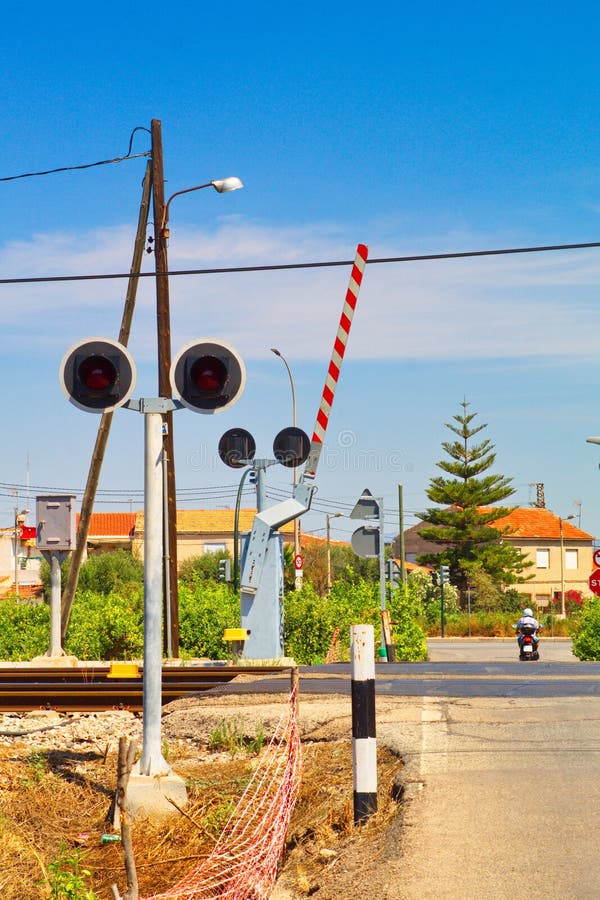 Traffic Light Indicating Level Crossing To Warn Of The Passing Of Trains Stock Photo Image Of Iron Rail Traffic Light Indicating Level Crossing To Warn Of The Passing Of Trains Stock Photo Image Of Iron Rail
