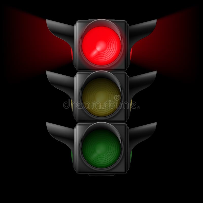 Traffic light with red on