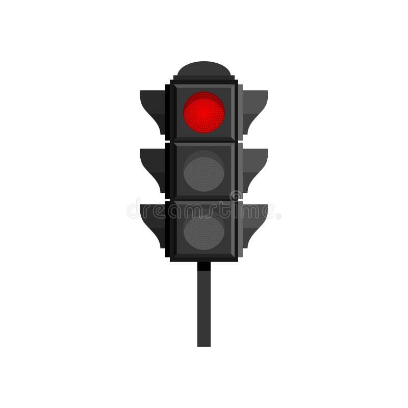 Traffic Light with Red Stop Signal Isolated on White Background Stock  Vector - Illustration of control, light: 142471232