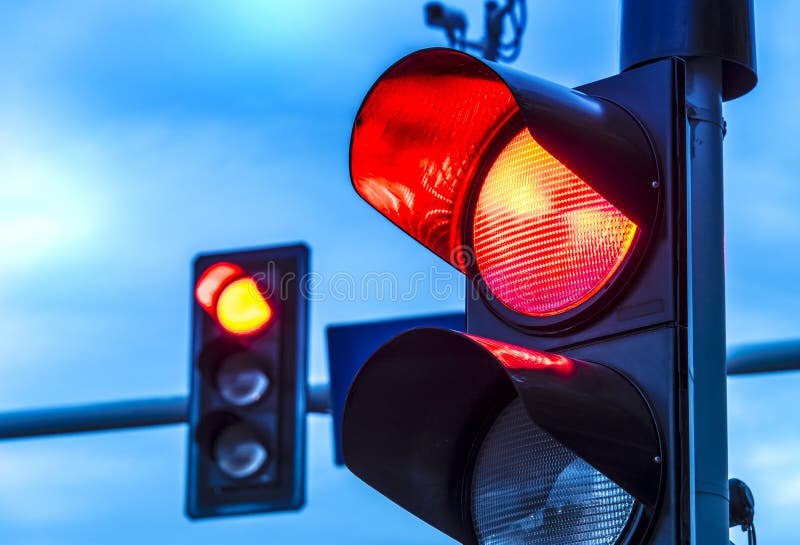 Traffic Lights Over Urban Intersection Stock Image Image of highway