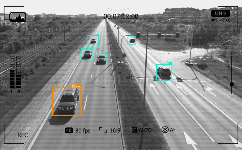 Traffic monitoring by AI, security system royalty free stock photo