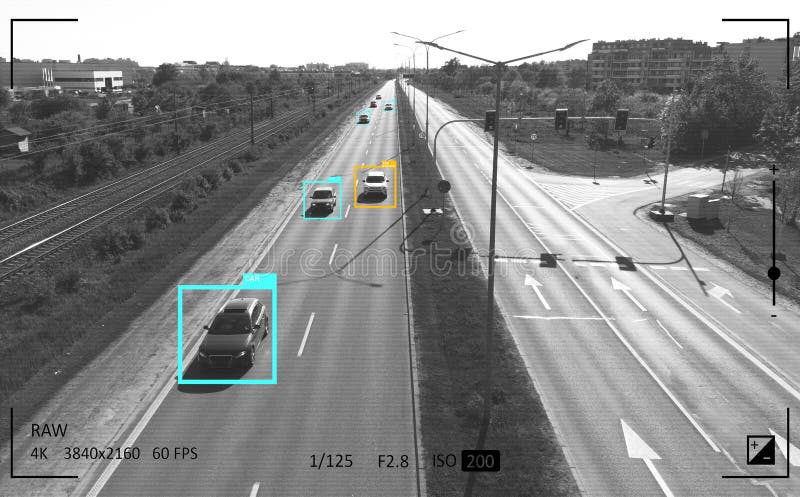 Traffic monitoring by AI, security system royalty free stock images