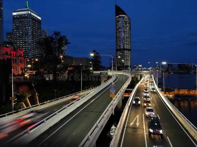 Traffic movement scene of super highway in Brisbane Queensland A