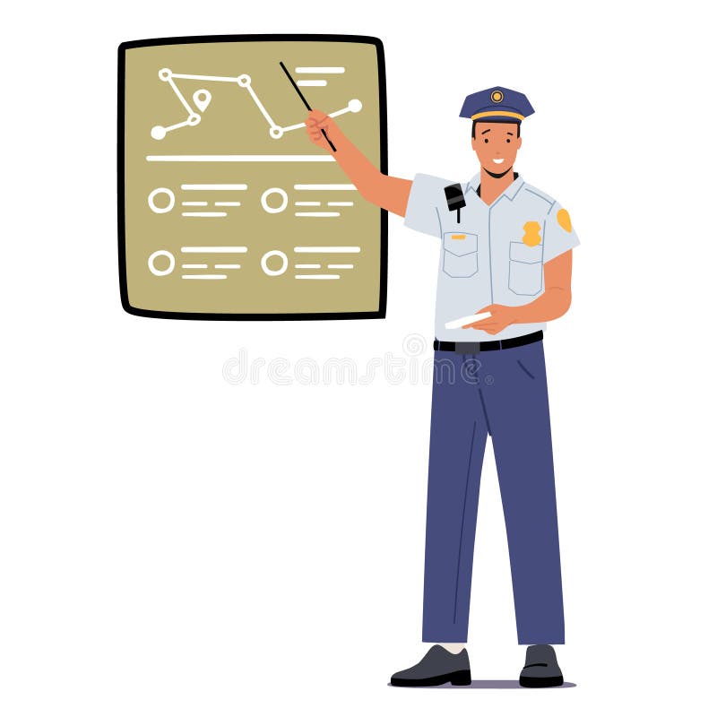 Traffic Policeman Pointing on Chart, Police Officer Wear Uniform ...