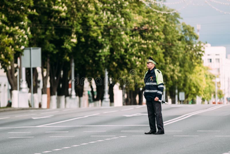 Traffic Road Police Officer Policeman Inspector Regulates Traffic