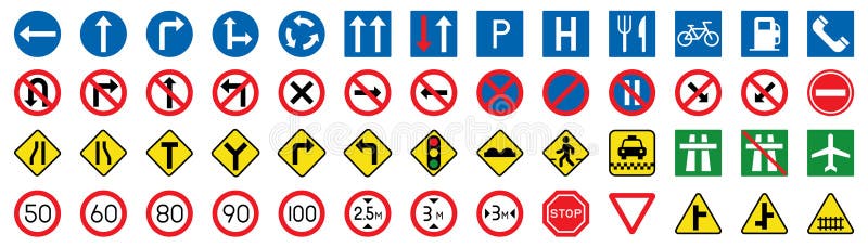 Traffic road sign collection. Set of traffic sign. Road sign collection royalty free illustration