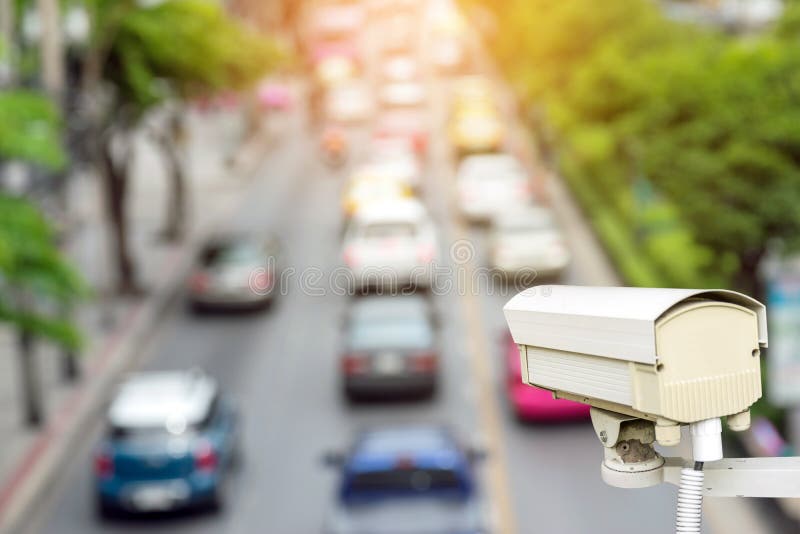 Traffic Security Camera Surveillance (CCTV) Stock Photo Image of cars