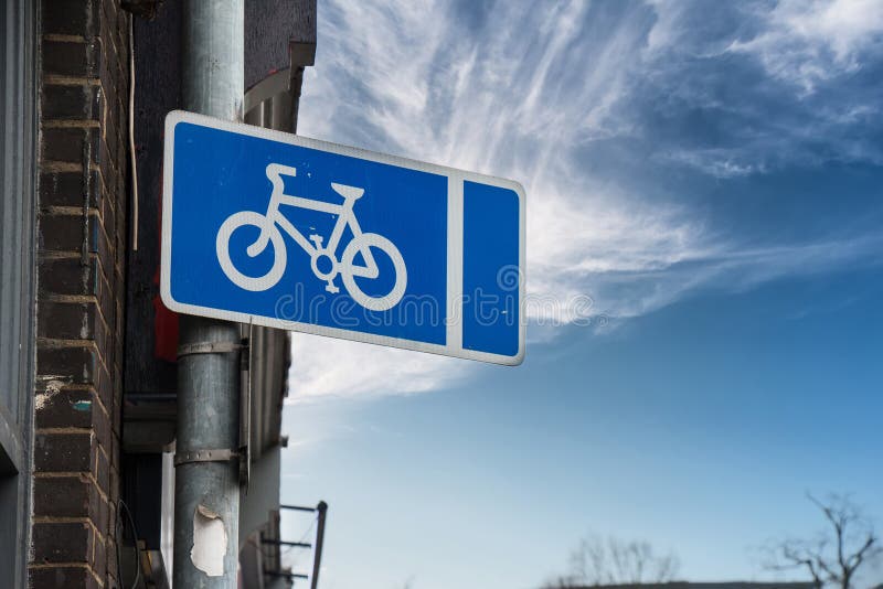 Traffic Sign BlueWhite Bicycle Stock Image Image of sign, rural 51872435