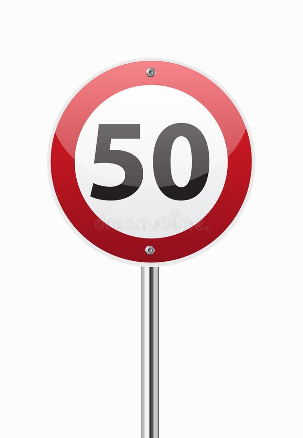 Traffic sign speed limit fifty stock illustration
