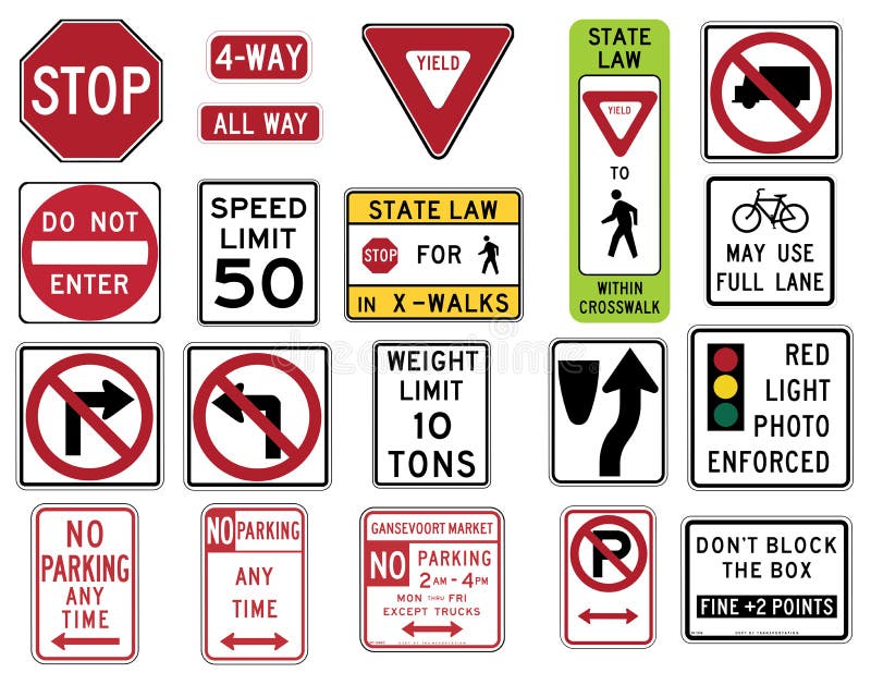 Traffic Signs in the United States - Regulatory Series royalty free illustration