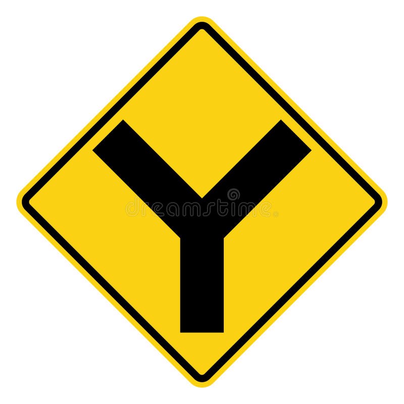 Traffic Signs,Warning Signs,Y junction stock illustration
