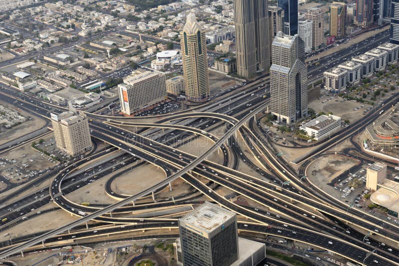 An overview of the highways and the traffic in Dubai, UAE. An overview of the highways and the traffic in Dubai, UAE.