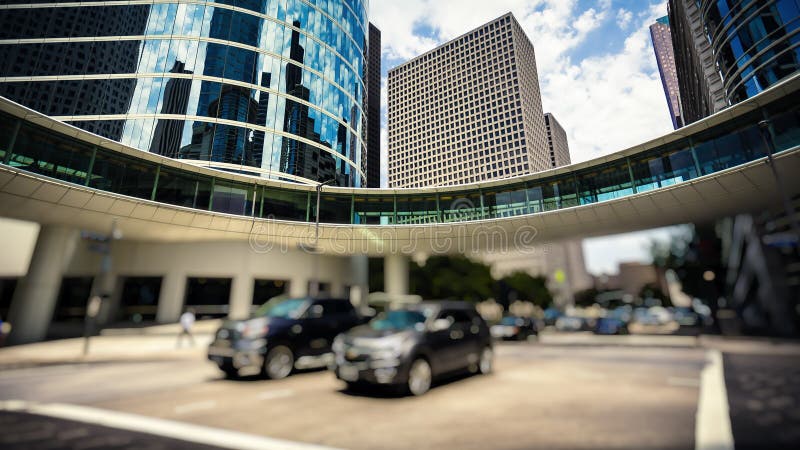 Trafik & kontorsbyggnader i i stadens centrum Houston, Texas royaltyfria bilder Trafik & kontorsbyggnader i i stadens centrum Houston, Texas royaltyfria bilder