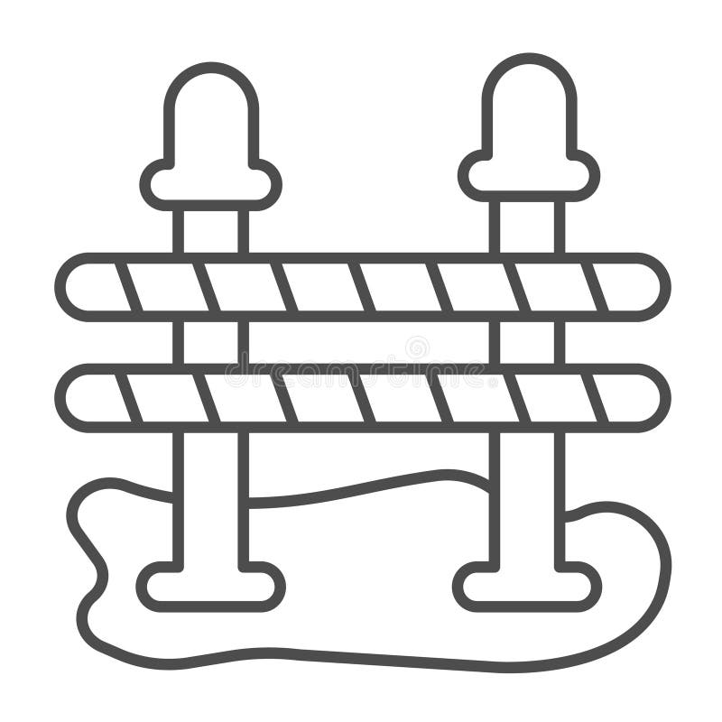 Trafikbarriär med tunna linbaneikoner som bildar vägkoncept. Vector-grafik. Byggnation av väg stock illustrationer