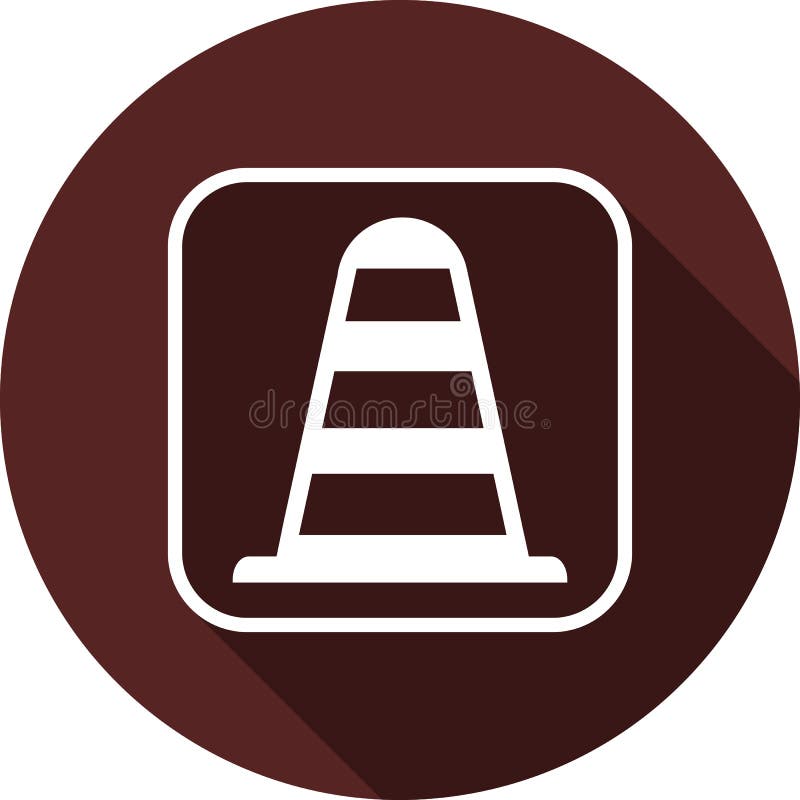 Trafique el icono del cono en el esquema blanco del cuadrado Plano blanco ilustración del vector Trafique el icono del cono en el esquema blanco del cuadrado Plano blanco ilustración del vector