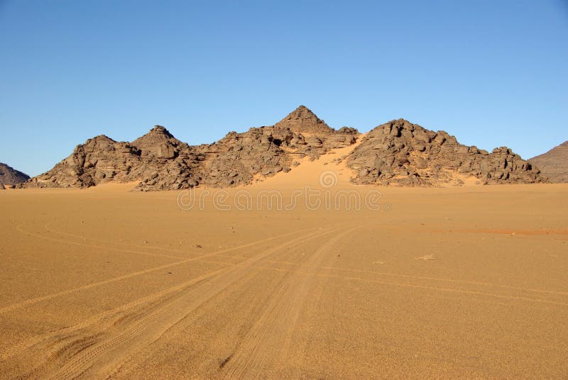 Trail in desert, Libya