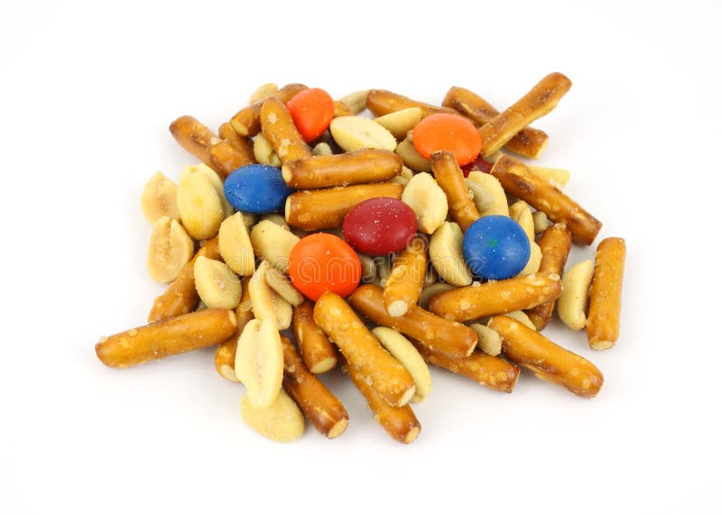 Trail mix with candy pieces. 