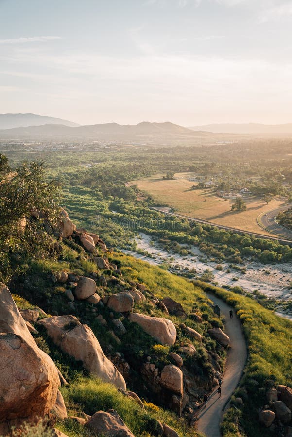 Trail and view from Mount Rubidoux in Riverside, California stock photography