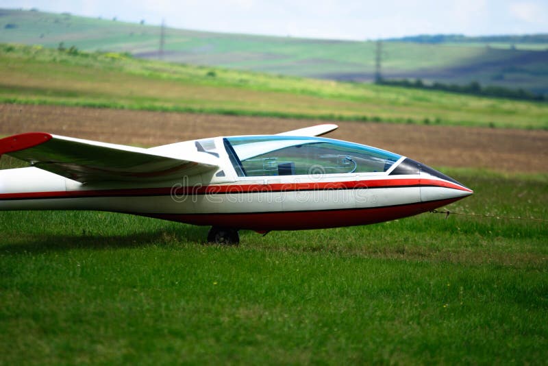 Trailed Glider on the Ground. Stock Photo Image of summer, flying