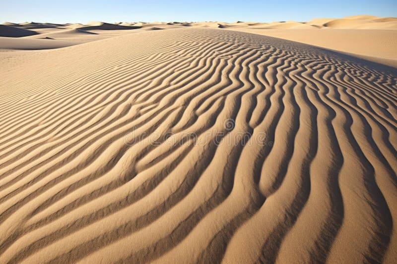 trailed patterns on the sand created by wind erosion, created with generative ai AI generated