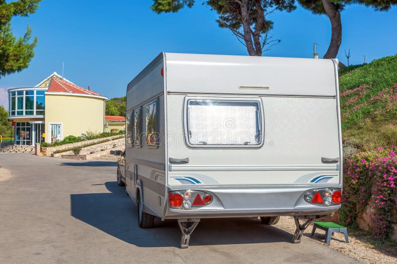 Trailer Caravan Car by the Sea Stock Photo Image of home, caravan
