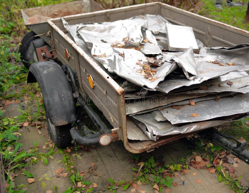 Trailer with metal scrap stock photo Trailer with metal scrap stock photo