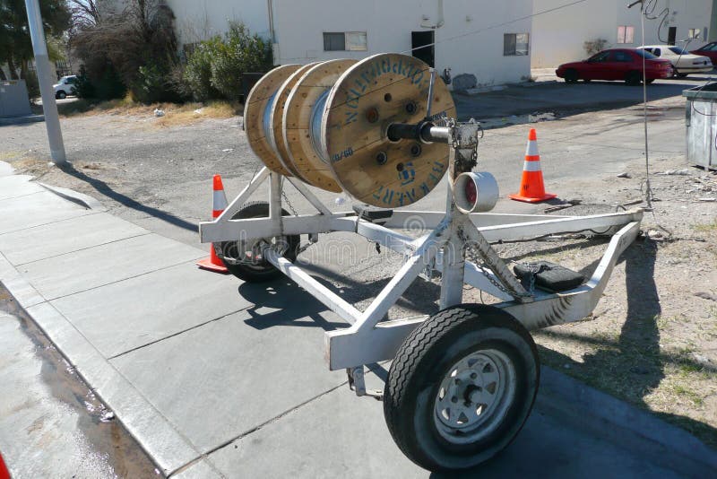 Trailer for Spools of Wire editorial photography. Image of nevada