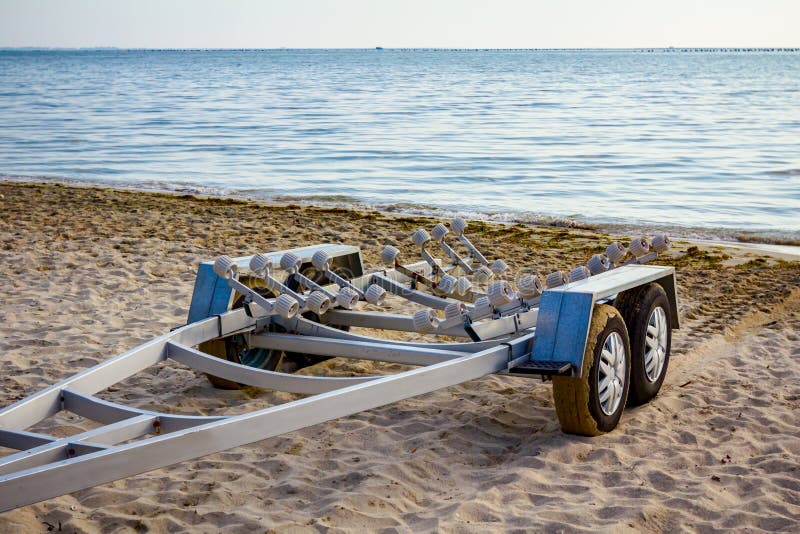 Trailer for Transport Boats on the Sandy Beach Stock Image Image of