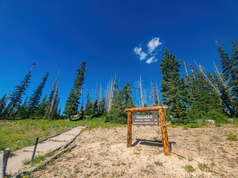 Trailhead of the Spectra Point and Ramparts overlook of Cedar Breaks National Monument at Utah, USA. Trailhead of the Spectra Point and Ramparts overlook of Cedar Breaks National Monument at Utah, USA