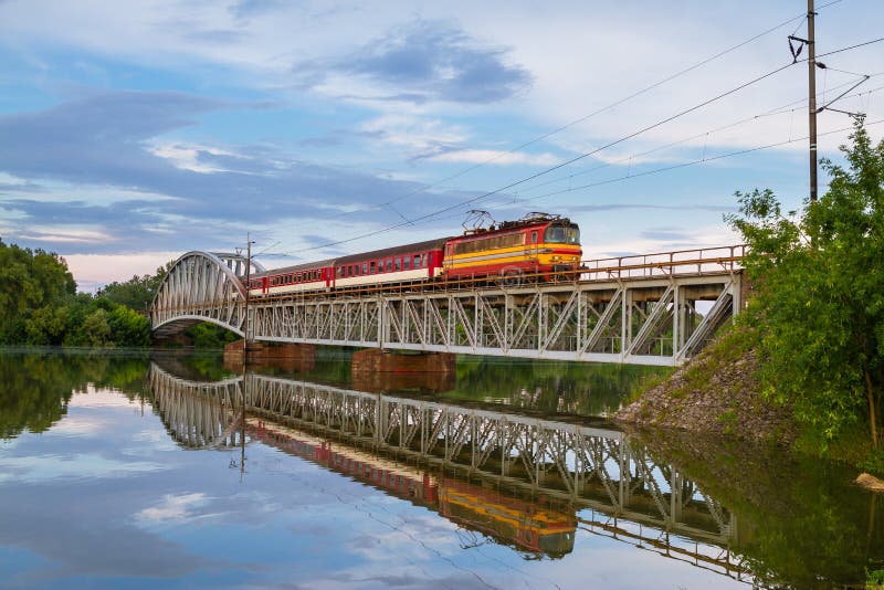 Train on bridge.