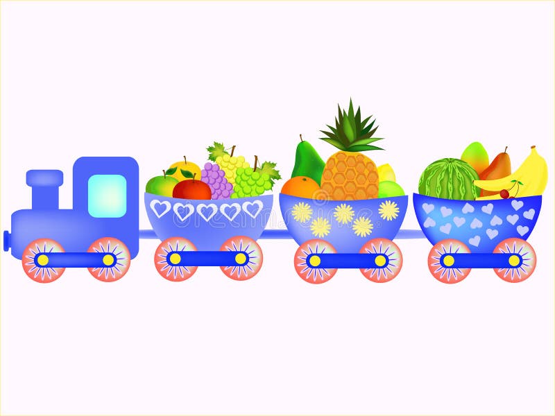 Train with cartoon fruit stock illustration. Illustration of tropical - 52606404 Train with cartoon fruit stock illustration. Illustration of tropical - 52606404