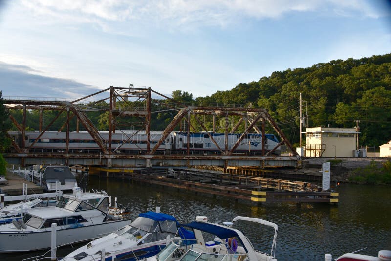 Train Crossing Swing Bridge