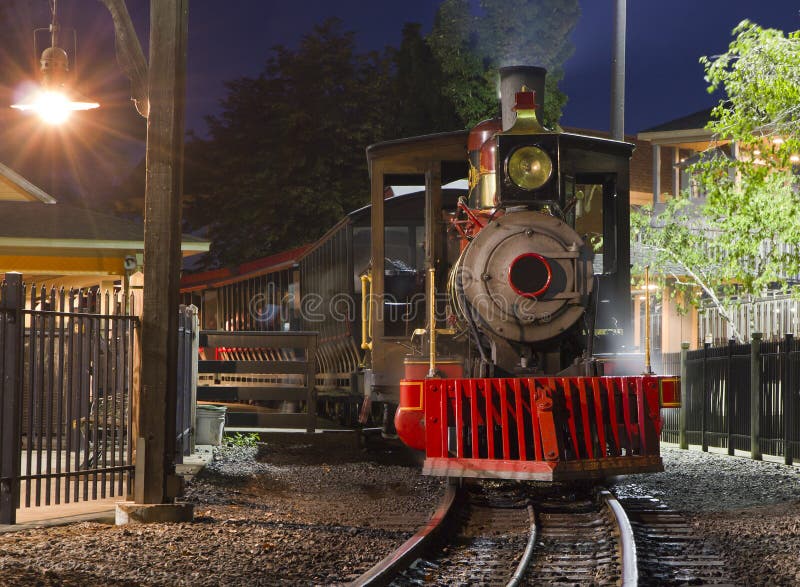 Old steam train at night time. Old steam train at night time