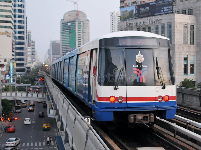 Train on Elevated Railway in Bangkok