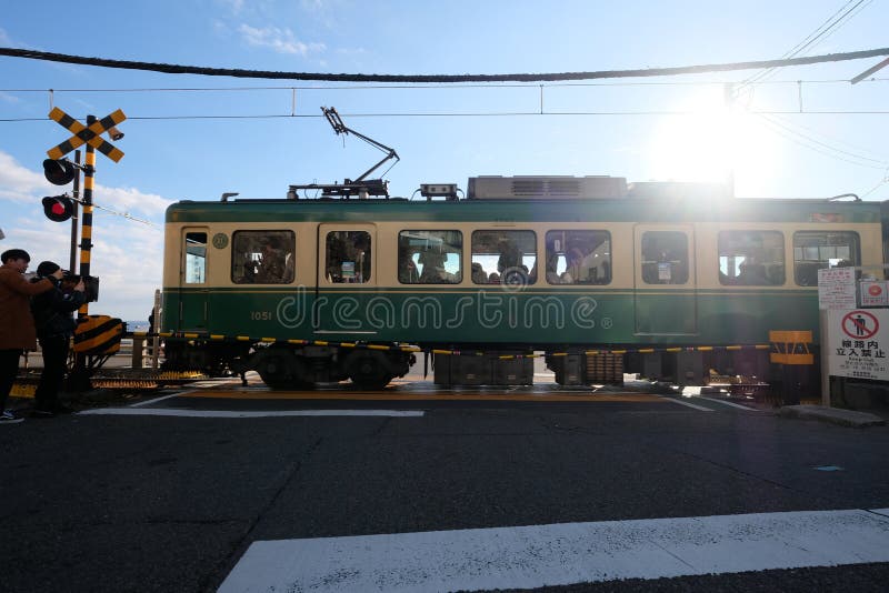 Train of the Enoshima Electric Railway at Kamakura, Kanagawa,Japan