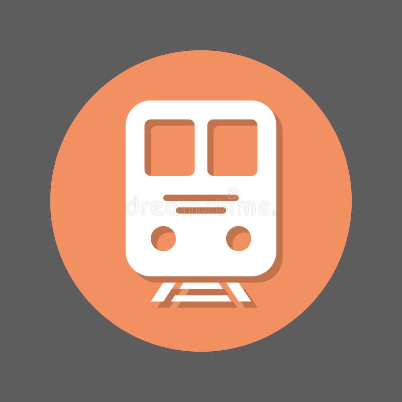 Train Flat Icon. Round Colourful Button, Circular Vector Sign with