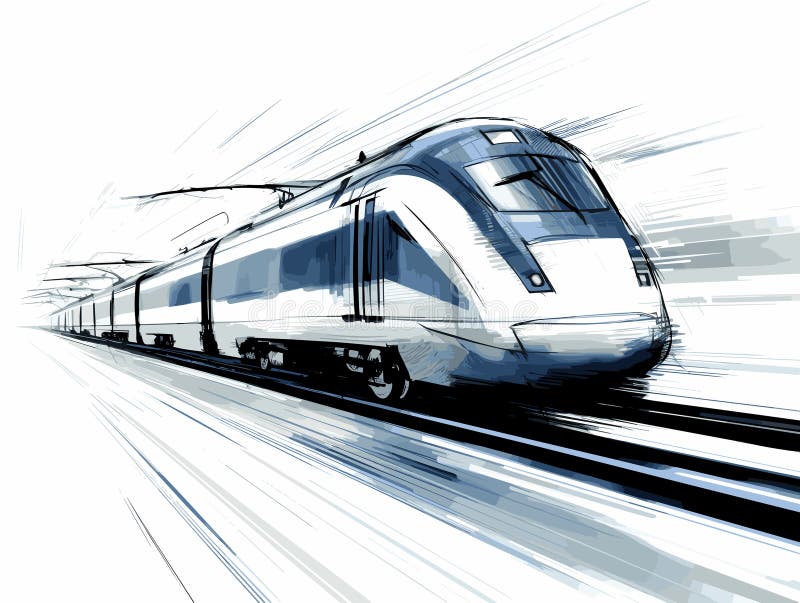 Highspeed Train Stock Illustration - Download Image Now - High Speed Train,  Drawing - Art Product, Railroad Track - iStock