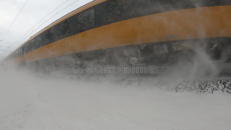 Train passage through snowy railroad 19