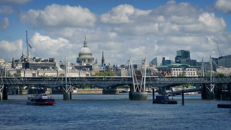 Train Passing On Bridge Over The Thames stock video footage