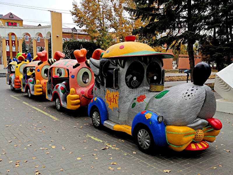 Children's train is waiting for its passengers. Children's train is waiting for its passengers