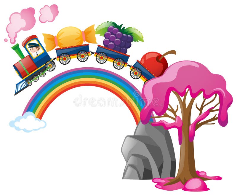 The train of fruits stock illustration. Illustration of cute 16063547