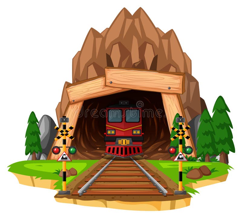 Train in tunnel stock illustration. Illustration of railway - 12817492