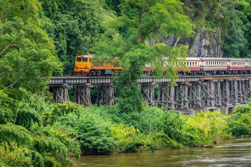 Train rides on Burma railway in Kanchanaburi province, Thailand royalty free stock image Train rides on Burma railway in Kanchanaburi province, Thailand royalty free stock image