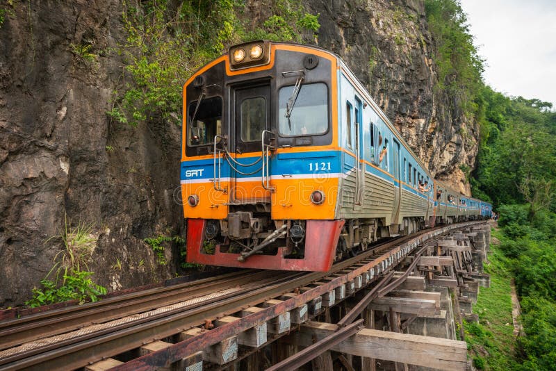 Train rides on Burma railway in Kanchanaburi province, Thailand royalty free stock photos Train rides on Burma railway in Kanchanaburi province, Thailand royalty free stock photos