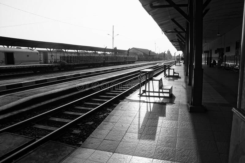 Train Station in Black and White Stock Image Image of monochrome