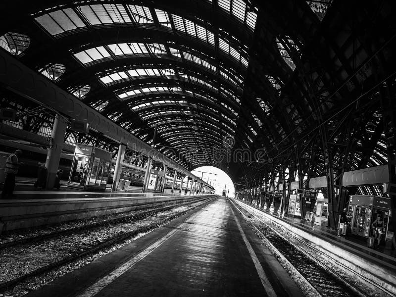 Train Station in Black and White Stock Image Image of black, white