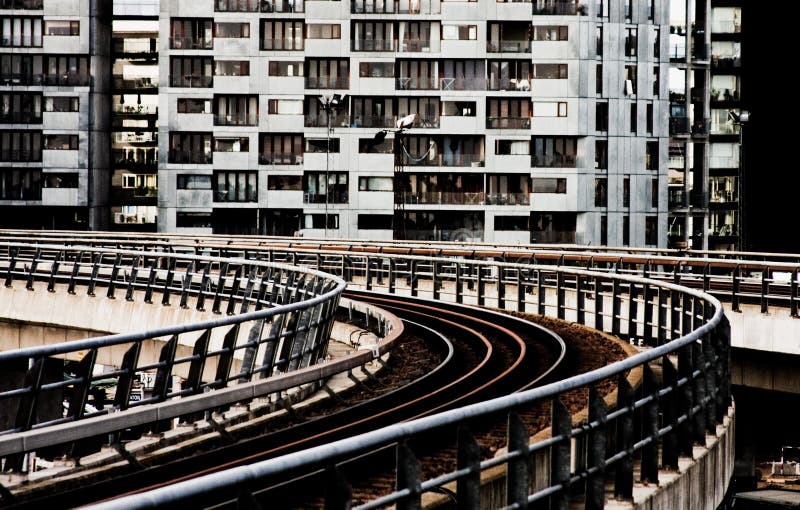 Train Track with an Apartment in the Background Stock Photo Image of