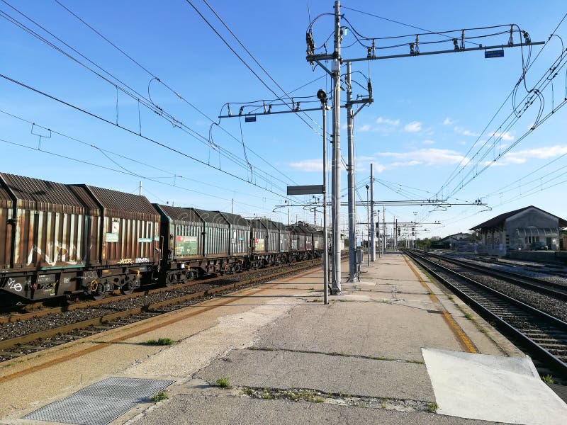 Train tracks perspective view royalty free stock photo